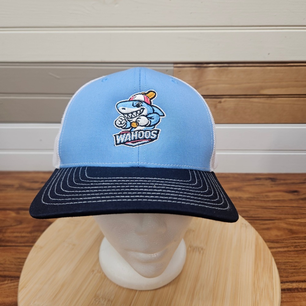 Richardson 112 Pensacola Blue Wahoos Shark Hat Snapback Trucker Cap Blue White